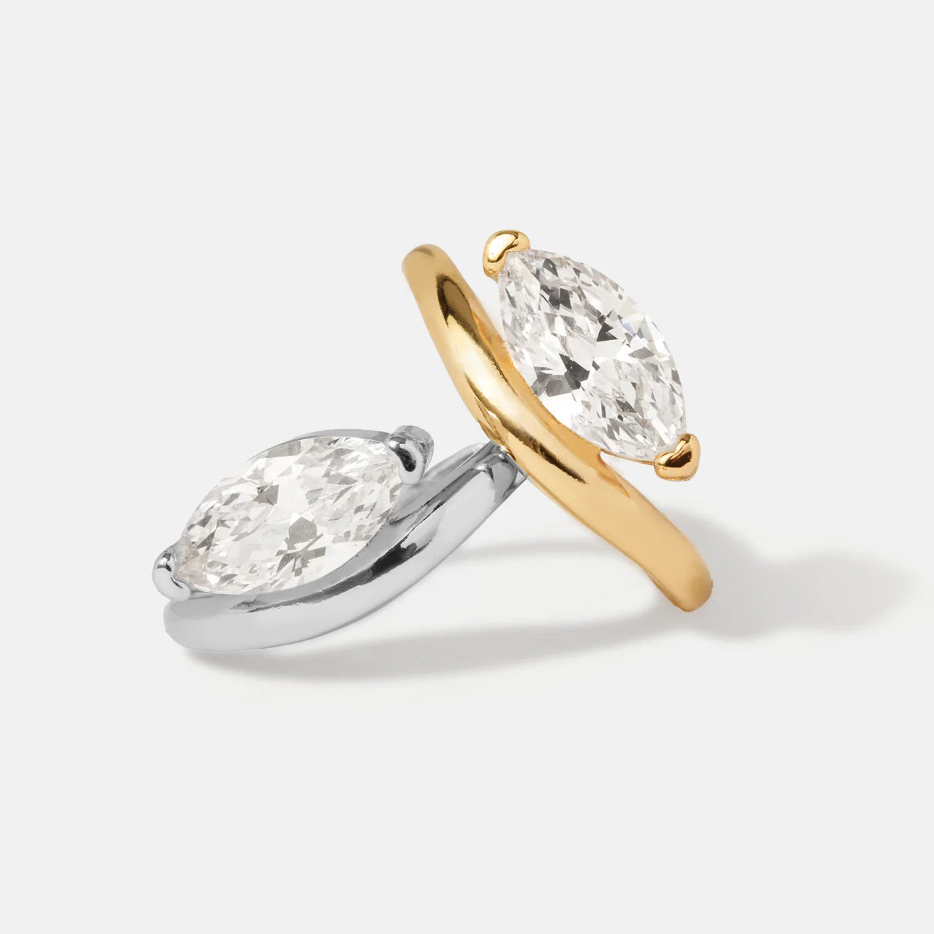 Marquise Gold Plated Statement CZ Ring