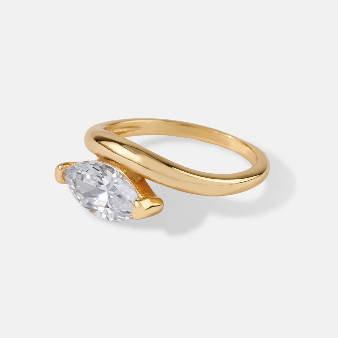 Marquise Gold Plated Statement CZ Ring