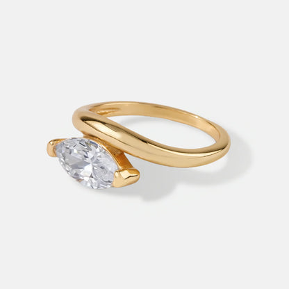 Marquise Gold Plated Statement CZ Ring