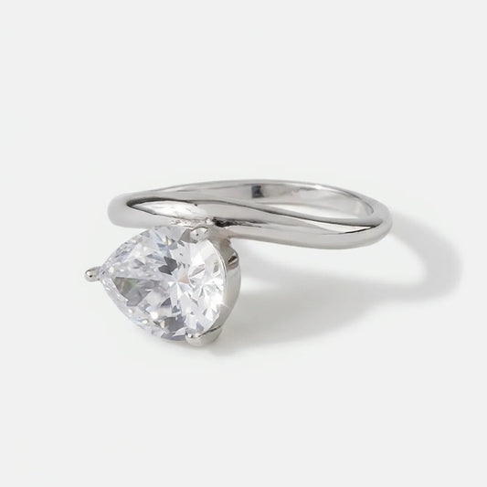 Teardrop Gold Plated Statement CZ Ring