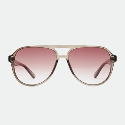 Sunglasses with pink gradient lenses on a white background