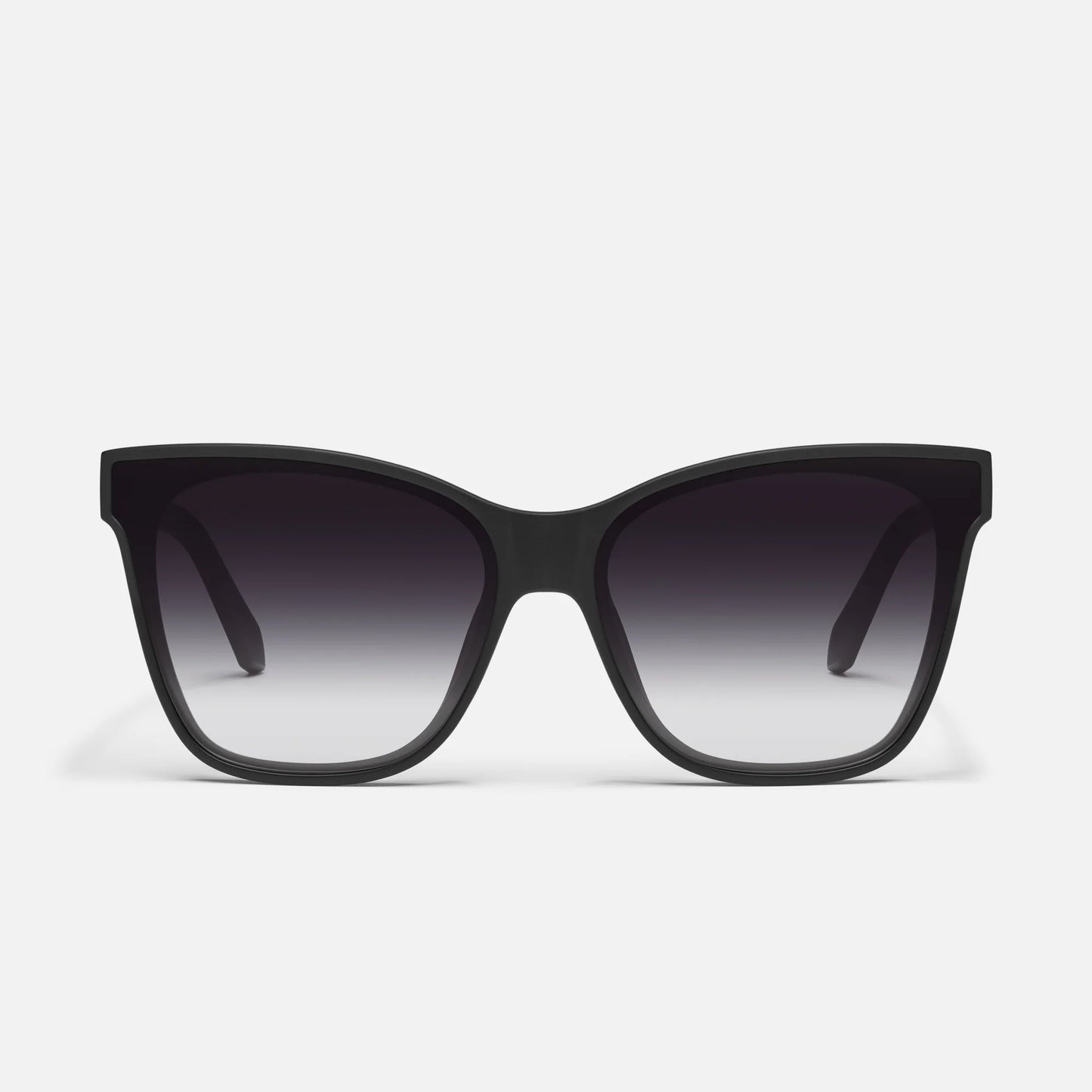 Black sunglasses with gradient lenses on a white background
