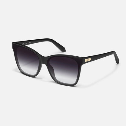 Black sunglasses with gradient lenses on a white background