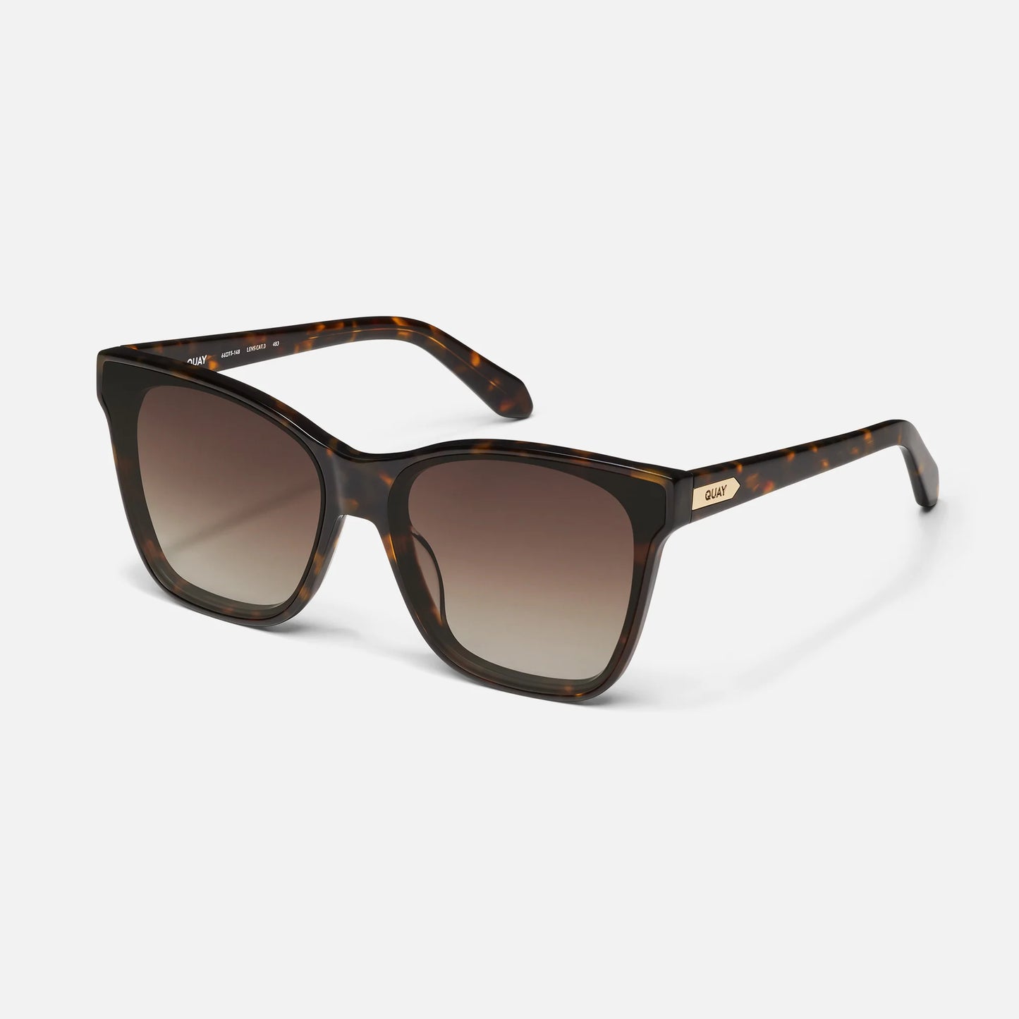 Sunglasses with tortoiseshell frame and gradient lenses on a white background