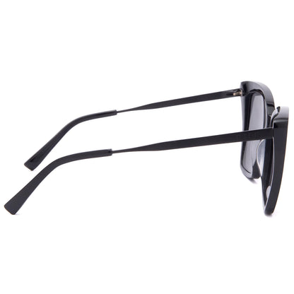 Black sunglasses with a thin frame on a white background