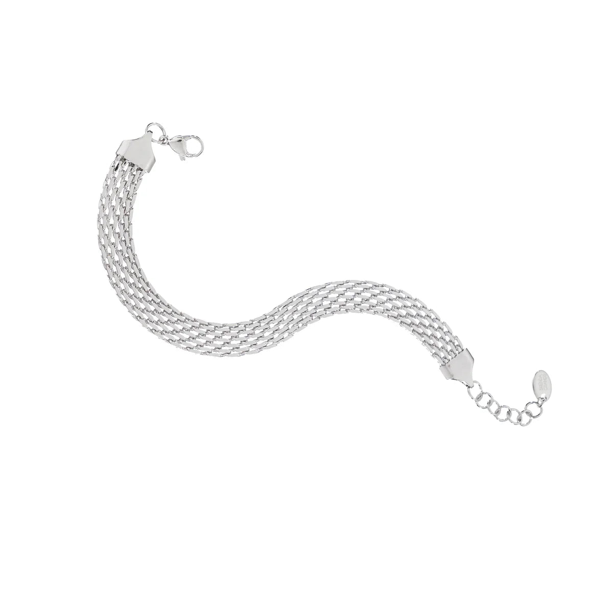Silver chain bracelet on a white background