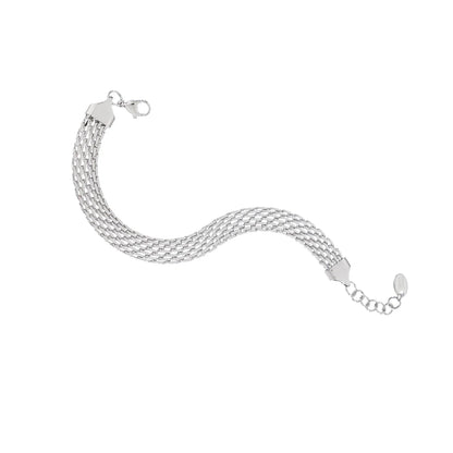 Silver chain bracelet on a white background
