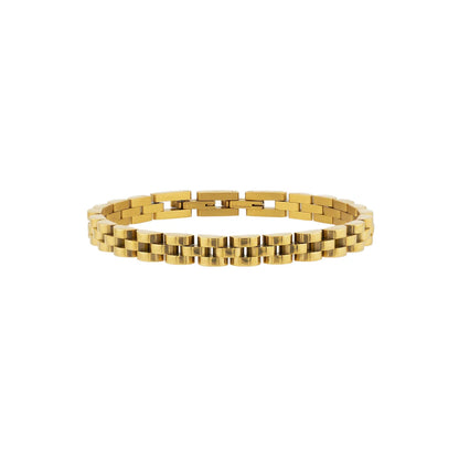 Gold chain bracelet on a white background