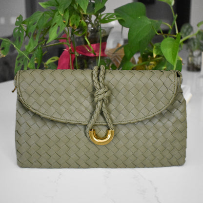 Alexa Vegan Leather Woven Clutch & Crossbody