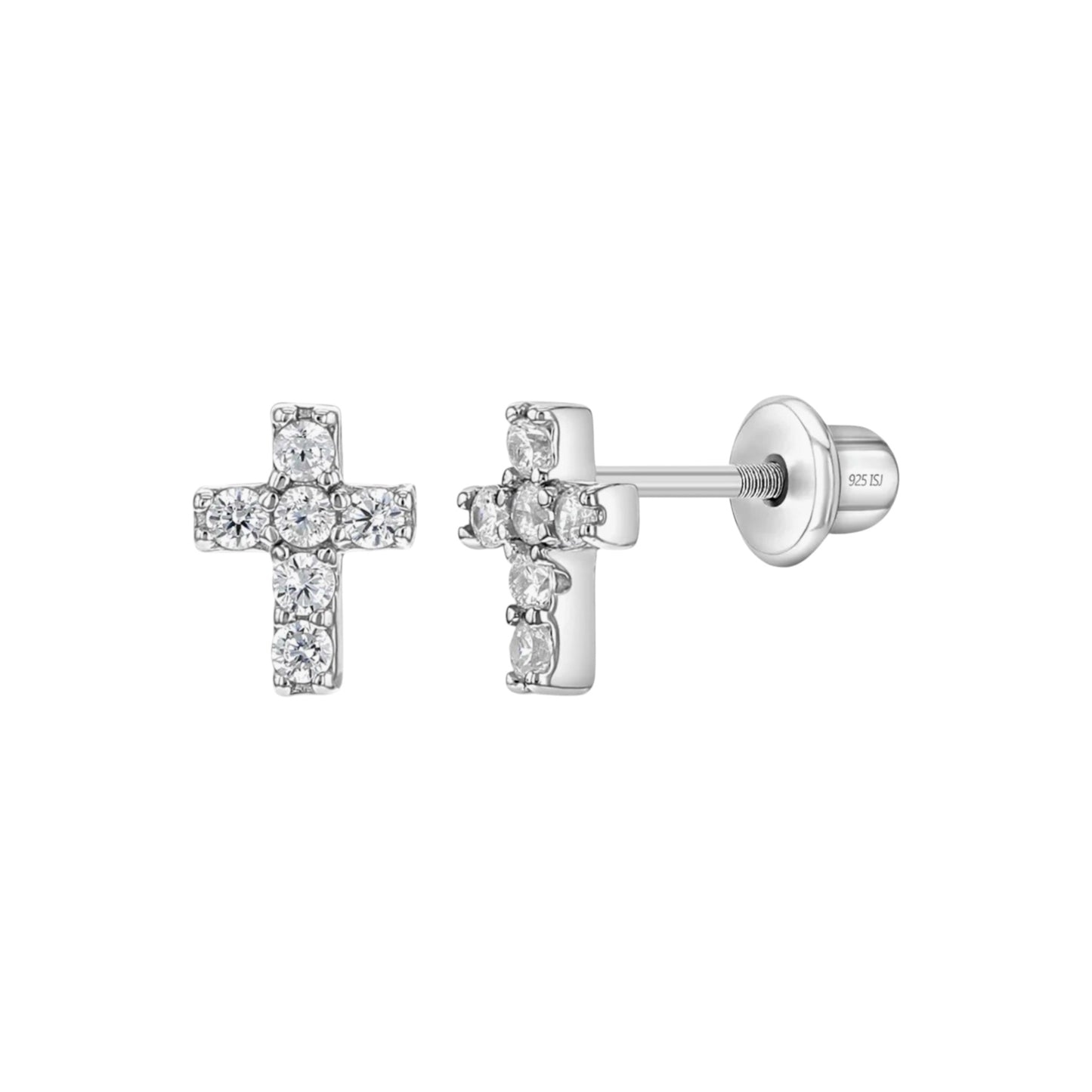 Perfect Cross Sterling Silver 7mm Screw Back Earrings