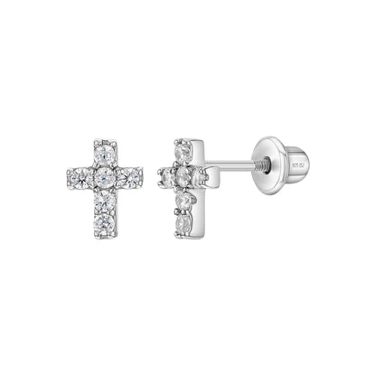 Perfect Cross Sterling Silver 7mm Screw Back Earrings