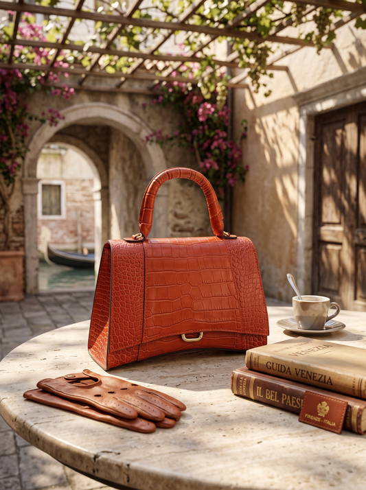 Luna Croc Italian Mini Top Handle Crossbody