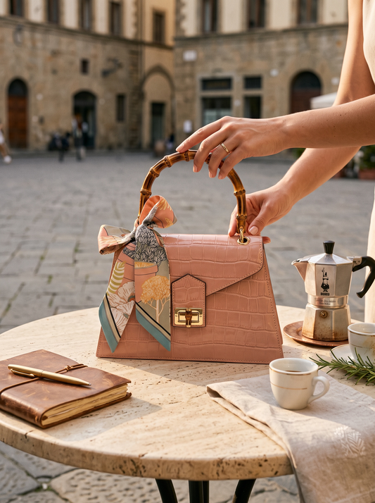 Serena Crocco Bamboo Handle Bag