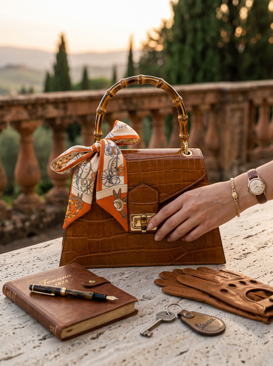 Serena Crocco Bamboo Handle Bag