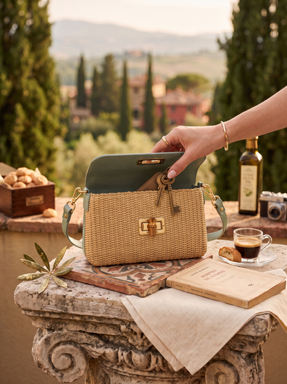Lucia Bamboo Genuine Italian Leather Handbag