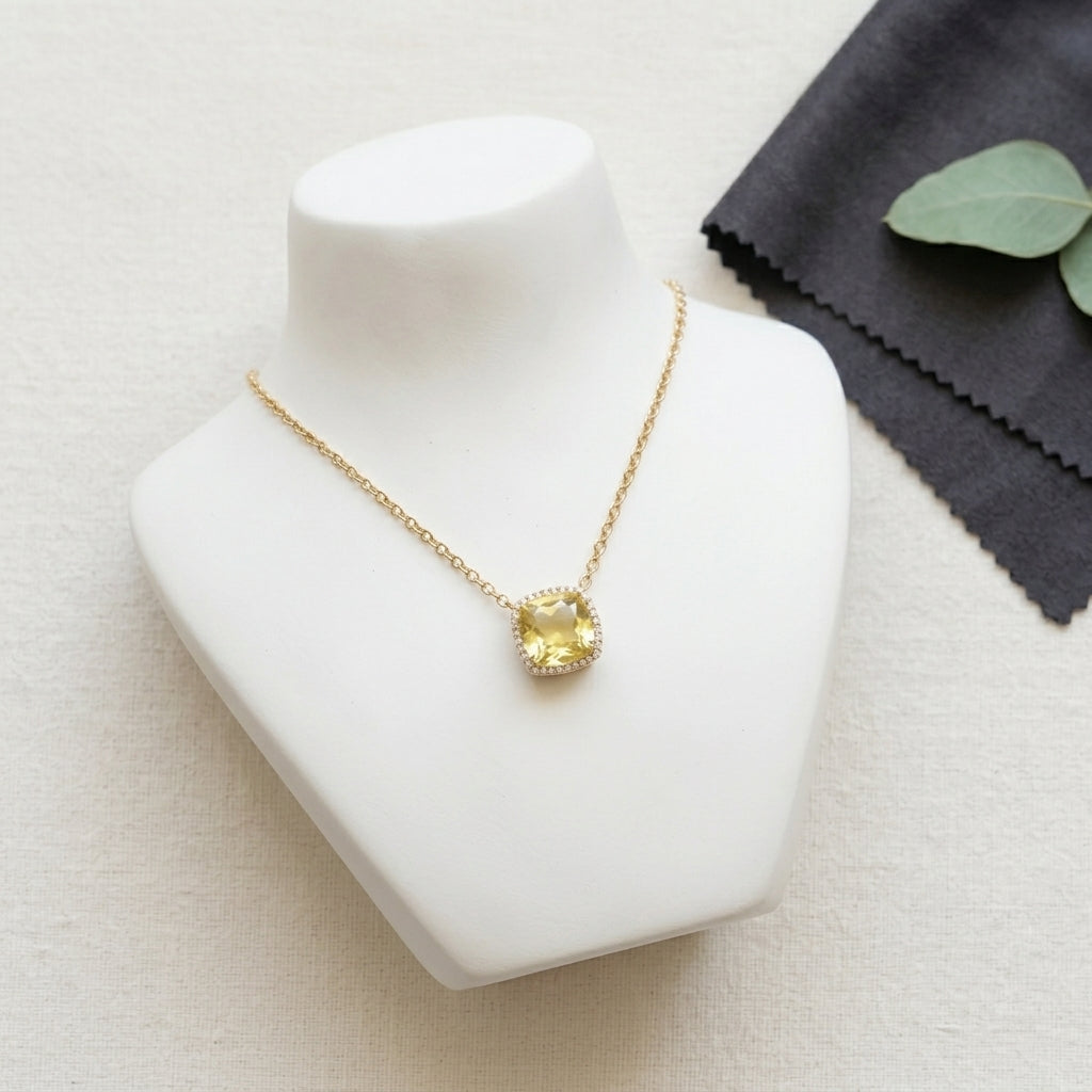 Deux 18k Yellow Gold Necklace Lemon Citrine