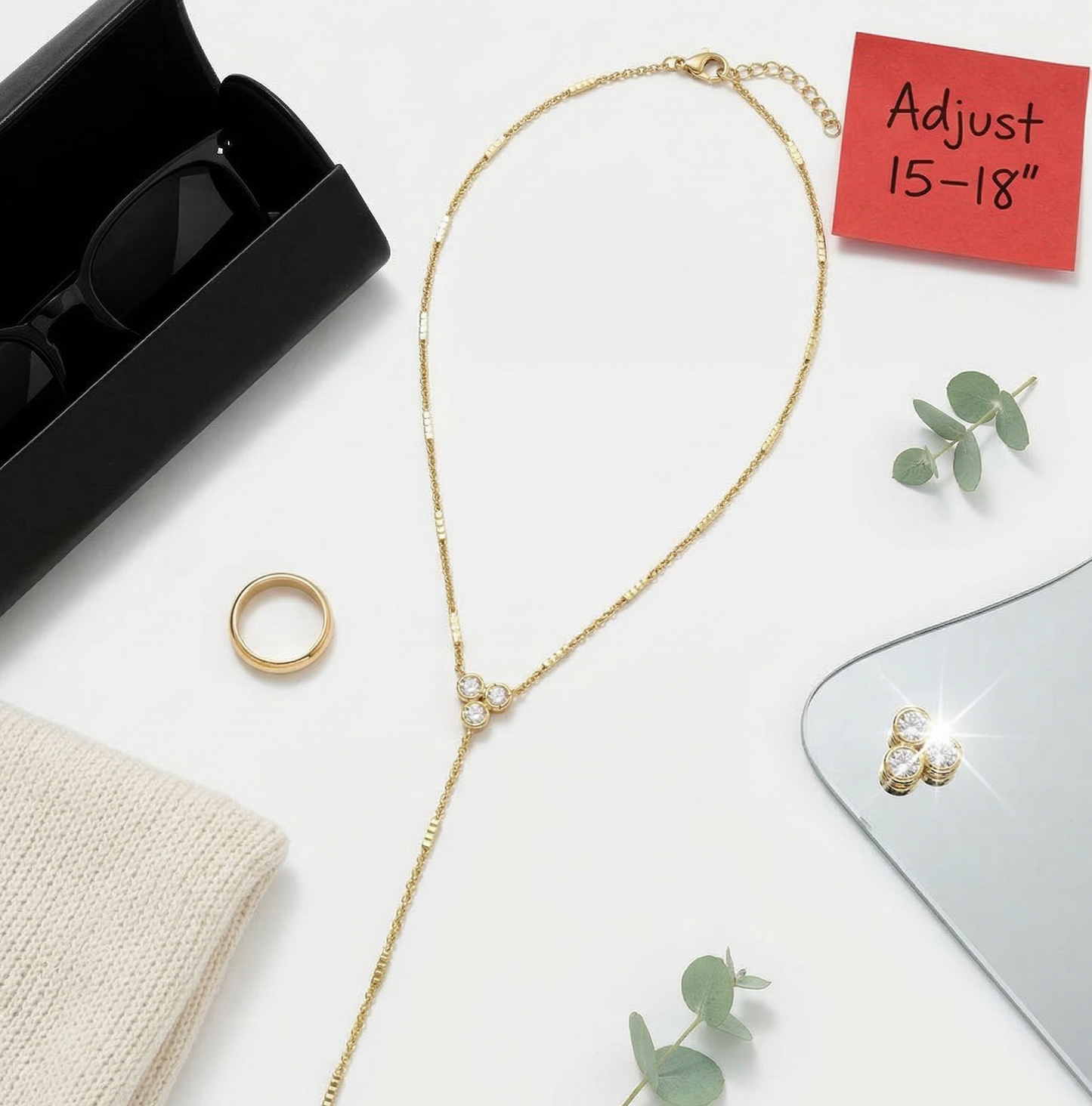 18K Gold Shiny Lariat Necklace