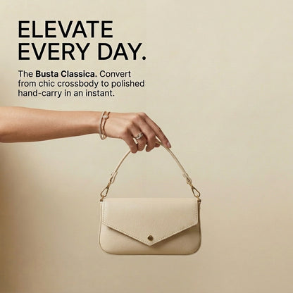 Italian Leather Busta Classica Ivory Handbag