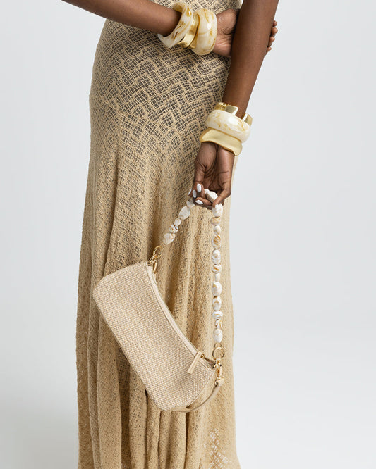 Billini Jamie Shoulder Bag in Natural Raffia Bone