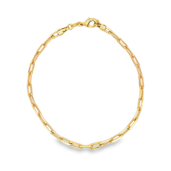 Gold chain bracelet on a white background