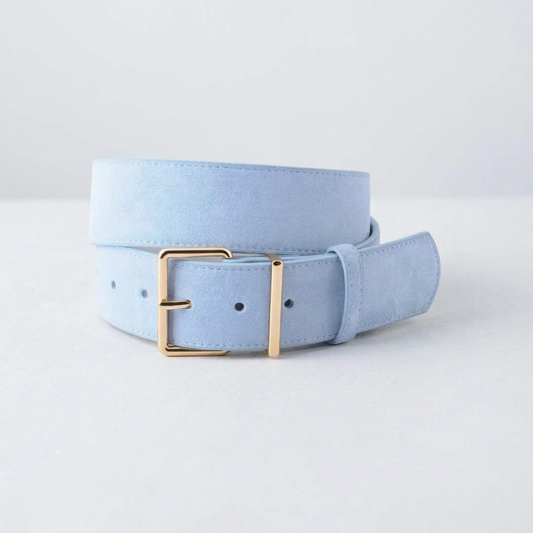 Springtime Light Blue Suede Belt