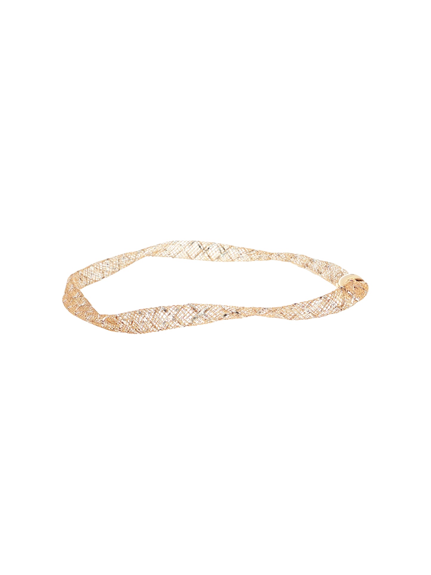 Discover our 14k Rose Gold Woven Mesh Bracelet with white rhodium accents. Features a 7" circumference and comfortable slip-on style. 