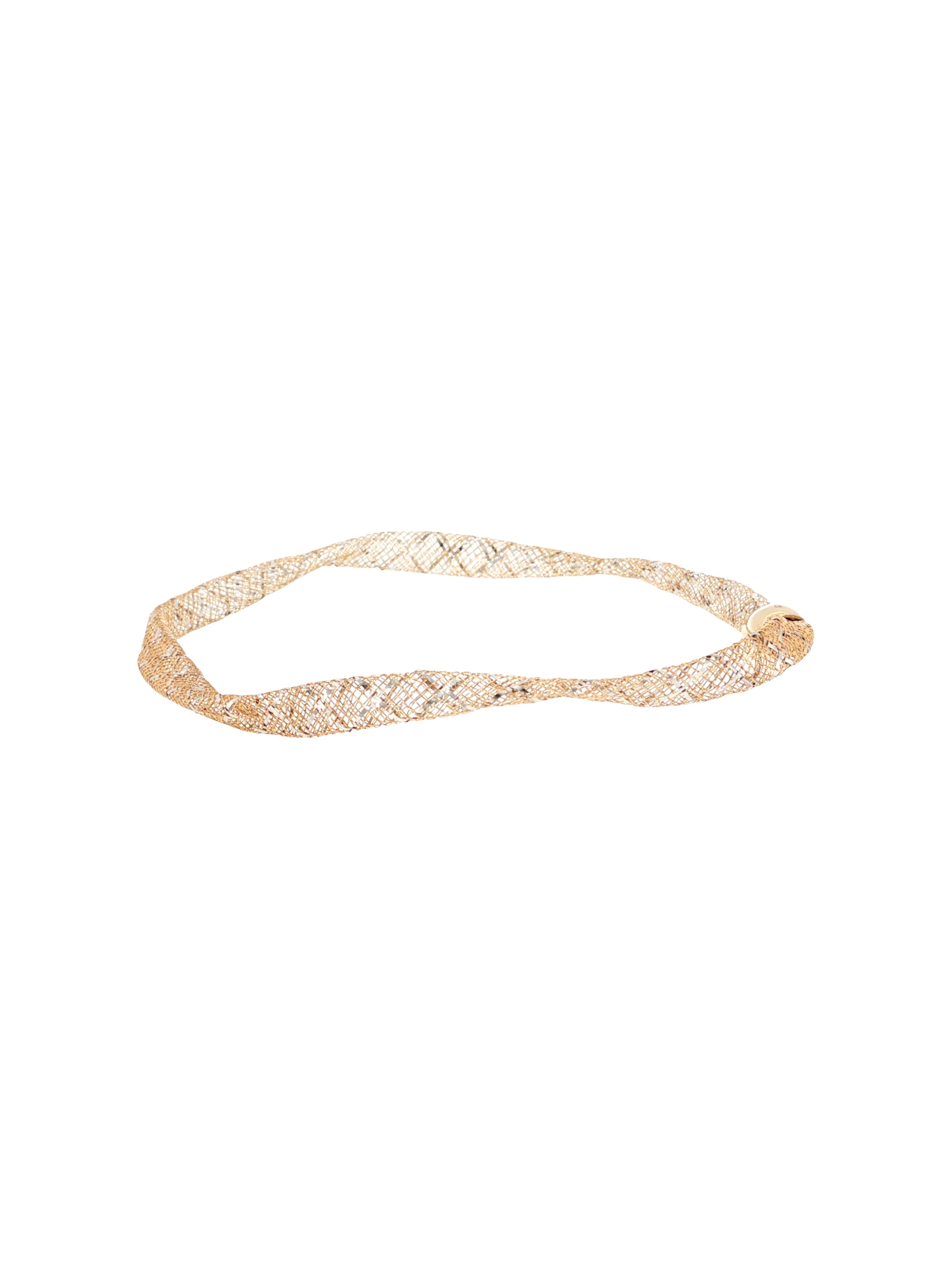 Discover our 14k Rose Gold Woven Mesh Bracelet with white rhodium accents. Features a 7" circumference and comfortable slip-on style. 