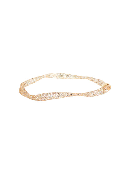 Discover our 14k Rose Gold Woven Mesh Bracelet with white rhodium accents. Features a 7" circumference and comfortable slip-on style. 