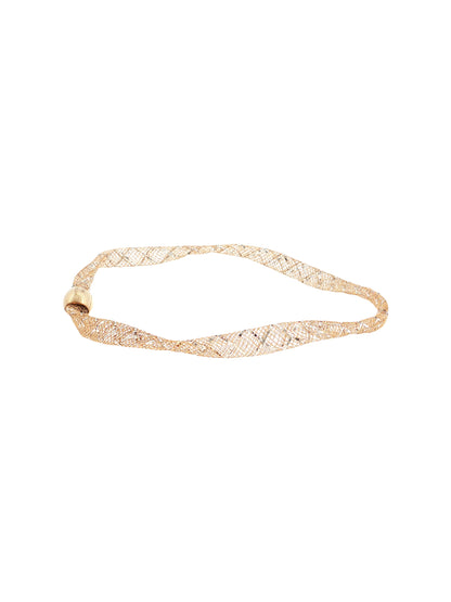 Discover our 14k Rose Gold Woven Mesh Bracelet with white rhodium accents. Features a 7" circumference and comfortable slip-on style. 