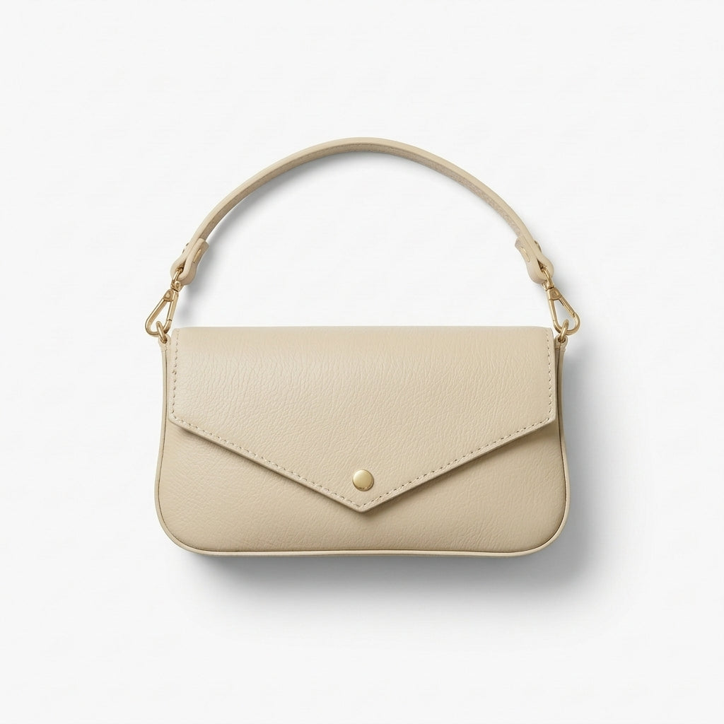 Italian Leather Busta Classica Ivory Handbag