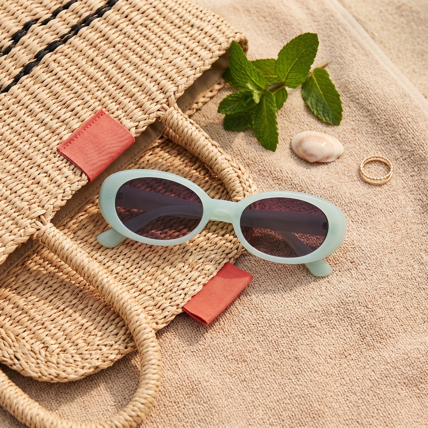 Felt Cute Mint Frame and Smoke Lens Sunglasses