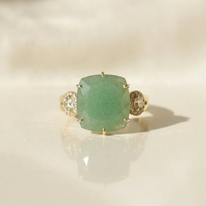 Deux 18k Gold Mint Green Emerald Quartz and Prasiolite Ring
