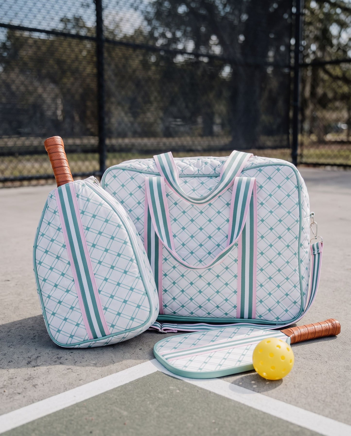 Katydid Light Pink and Green Pickleball Bag