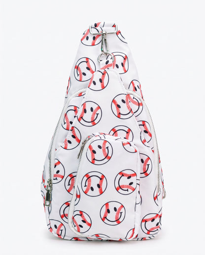 Katydid Baseball Happy Face Sling Belt Bag