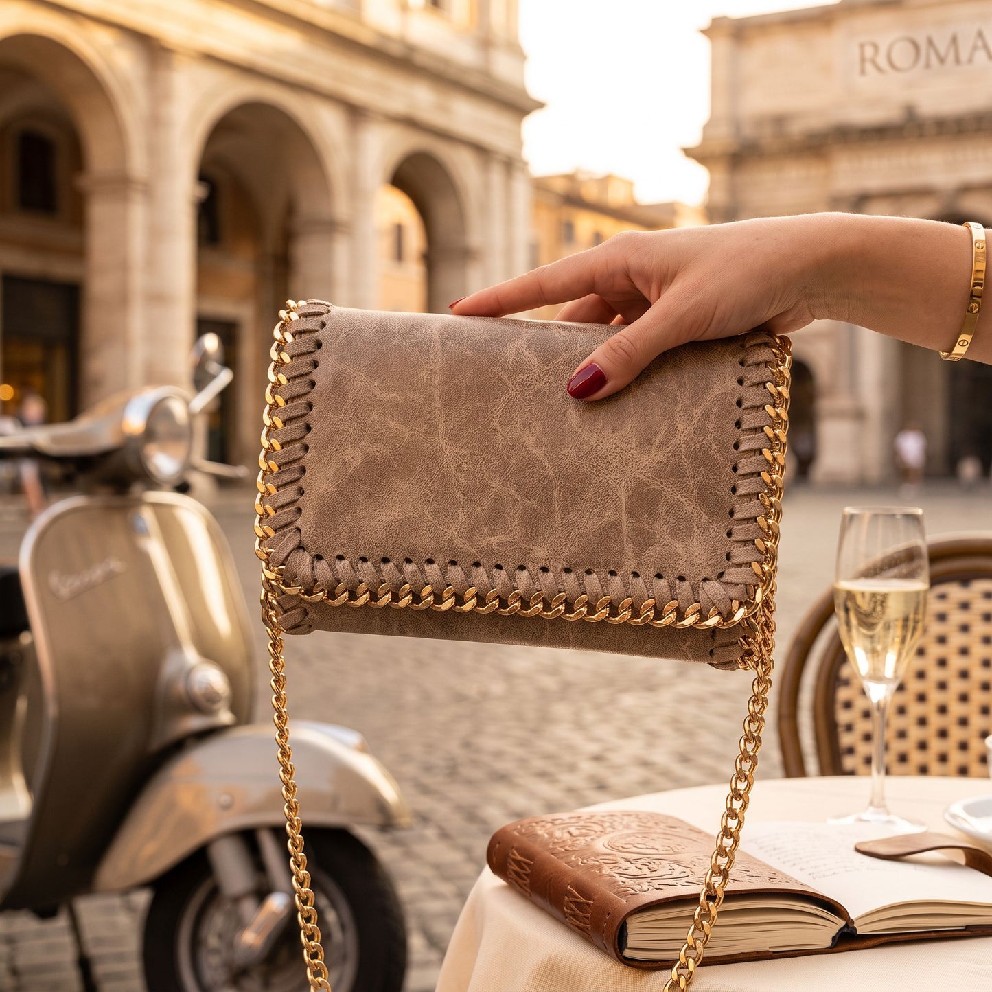Milano Chain Clutch Italian Leather Clutch and Crossbody - Assorted Colors