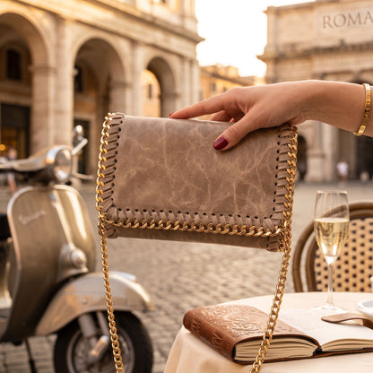 Milano Chain Clutch Italian Leather Clutch and Crossbody - Assorted Colors