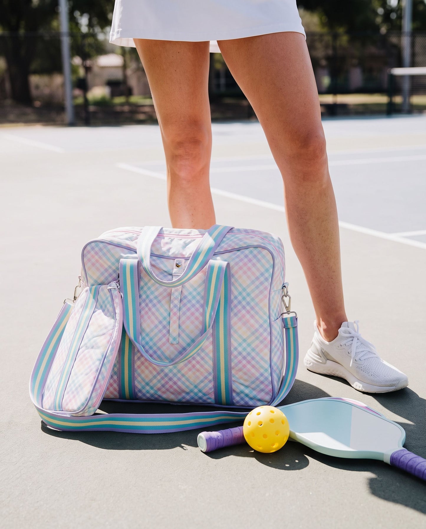 Katydid Rainbow Gingham Pickleball Bag