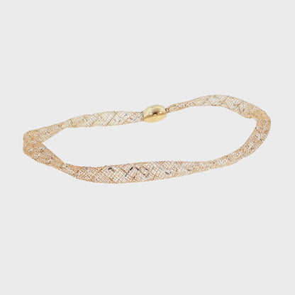 14K Rose Gold Woven Mesh Slip-On Bracelet