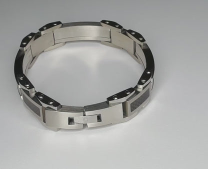 Men's Steel Bracelet with carbon fiber and cable links