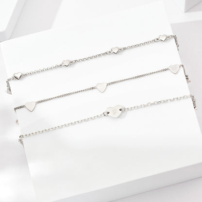 Sterling Silver Puffed Linked Hearts Link Girls Bracelet